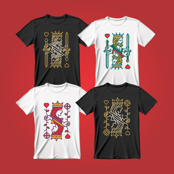 King & Queen of hearts (Couple 2 t-shirts)